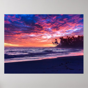 Blue Pink Sunset Ocean Photo 178 Poster