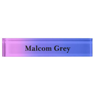 blue pink sunset ombre  nameplate