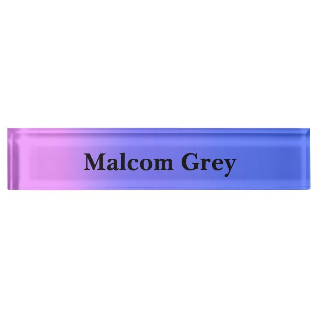 blue pink sunset ombre  nameplate (Front)