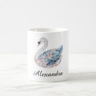 Blue Pink Swan Coffee Mug