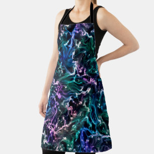 Blue Pink Teal Cosmic Abstract Glow Fluid Nebula Apron