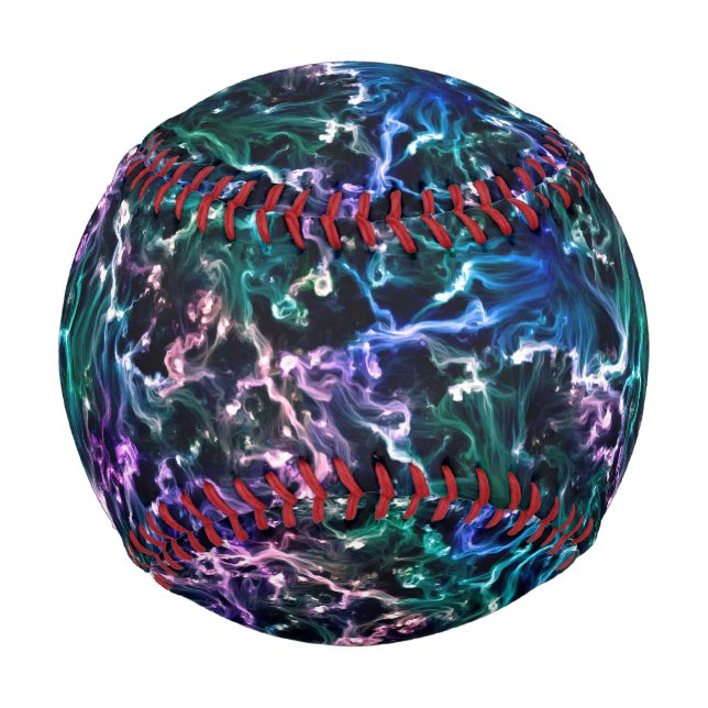 Blue Pink Teal Cosmic Abstract Glow Fluid Nebula Baseball (Front)
