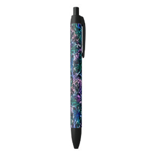 Blue Pink Teal Cosmic Abstract Glow Fluid Nebula Black Ink Pen