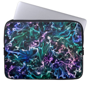 Blue Pink Teal Cosmic Abstract Glow Fluid Nebula Laptop Sleeve