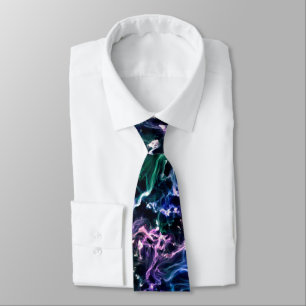 Blue Pink Teal Cosmic Abstract Glow Fluid Nebula Tie