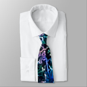 Blue Pink Teal Cosmic Abstract Glow Fluid Nebula Tie