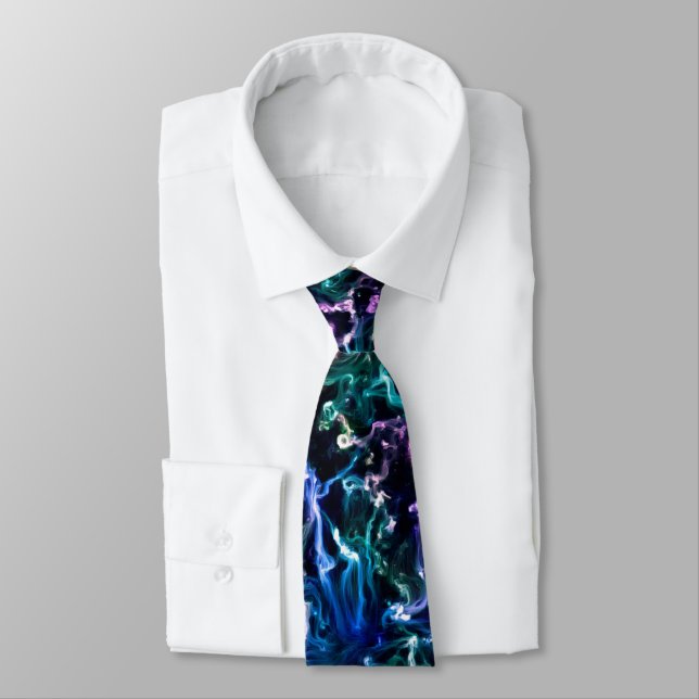 Blue Pink Teal Cosmic Abstract Glow Fluid Nebula  Tie (Tied)