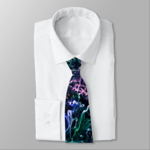 Blue Pink Teal Cosmic Abstract Glow Fluid Nebula Tie