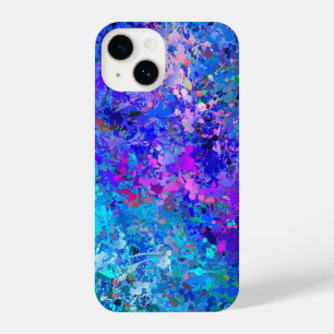 Blue Pink Teal Drops Abstraction iPhone 14 Case