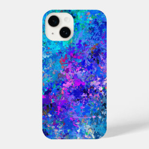 Blue Pink Teal Drops Abstraction iPhone 14 Case