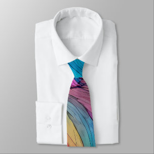 Blue Pink Teal Lilac Watercolor Ink Abstraction Tie