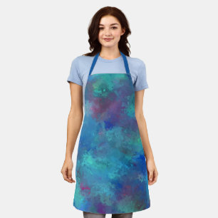Blue Pink Teal Watercolor Abstraction Apron