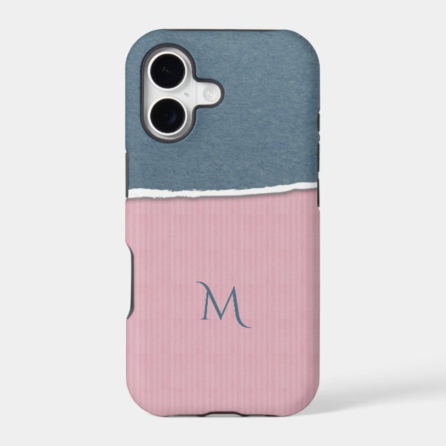 Blue & Pink Texture custom monogram phone cases (Back)