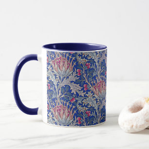 blue pink thistle mug