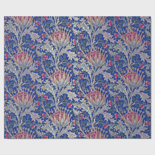 blue pink thistle wrapping paper