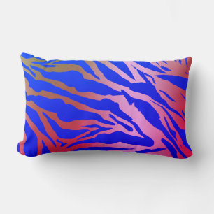 Blue & Pink Tiger Print Lumbar Throw Pillow