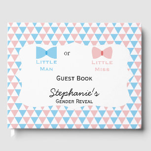Blue, Pink Triangles Gender Reveal Bow and Bow Tie Guest Book