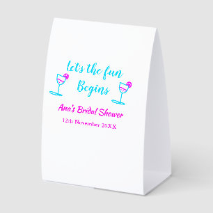 Blue pink vine glass bridal shower let's fun begin