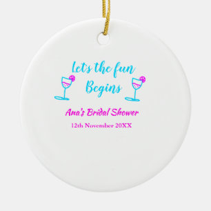 Blue pink vine glass bridal shower let's fun begin ceramic tree decoration