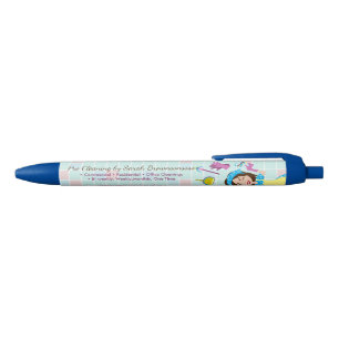 Blue Pink Washing Cleaning Housekeeper Lady Black Ink Pen
