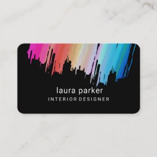 Blue Pink Watercolor Splatter Abstract Modern Business Card