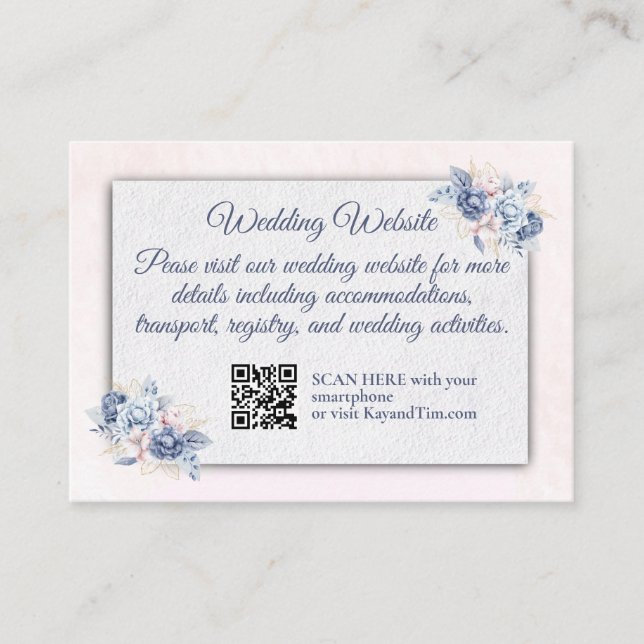 Blue & Pink Wedding Elegance Enclosure Card (Front)