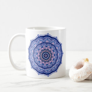 Blue Pink White Agate Boho Mandala Coffee Mug