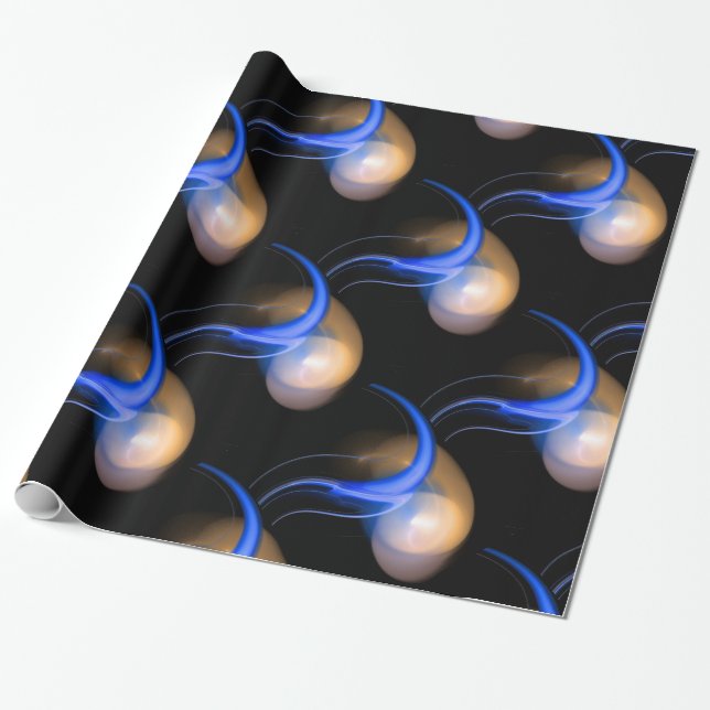 BLUE PINK WHITE ALIEN PEARLS WRAPPING PAPER (Unrolled)