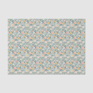 Blue Pink White Floral Birthday Bridal Shower Tissue Paper