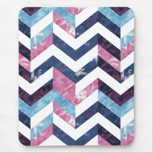 Blue Pink White Marble Chevron Mouse Mat
