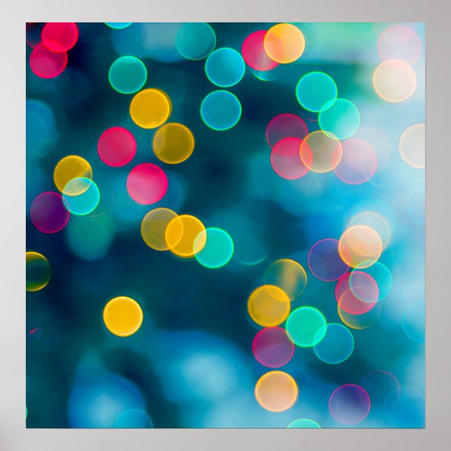 Blue, Pink & Yellow Abstract Lights Poster (Front)