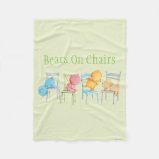 Blue, Pink, Yellow, and Brown Bears Play Fleece Blanket