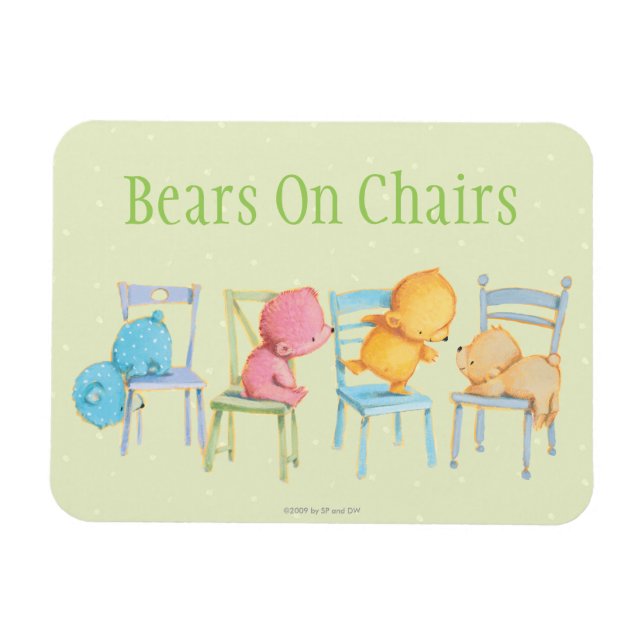 Blue, Pink, Yellow, and Brown Bears Play Magnet (Horizontal)