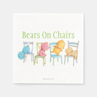 Blue, Pink, Yellow, and Brown Bears Play Napkin