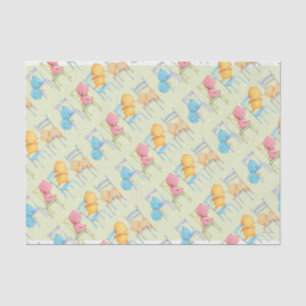 Blue, Pink, Yellow, and Brown Bears Play Tissue Paper