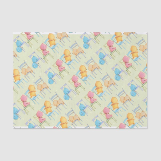 Blue, Pink, Yellow, and Brown Bears Play Tissue Paper (Front)