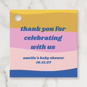 Blue Pink Yellow Custom Cute Baby Shower Thank You Favour Tags