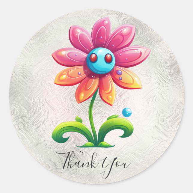 Blue Pink Yellow Flower Sticker (Front)
