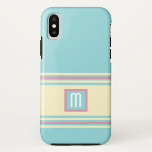 Blue Pink Yellow Monogram Modern Elegant iPhone X Case