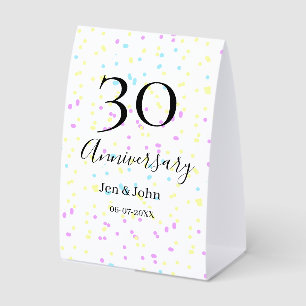 Blue pink yellow polka dots 30th anniversary name