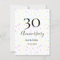 Blue pink yellow polka dots 30th anniversary name 