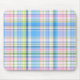 Blue Pink Yellow Wht Preppy Madras Mouse Mat