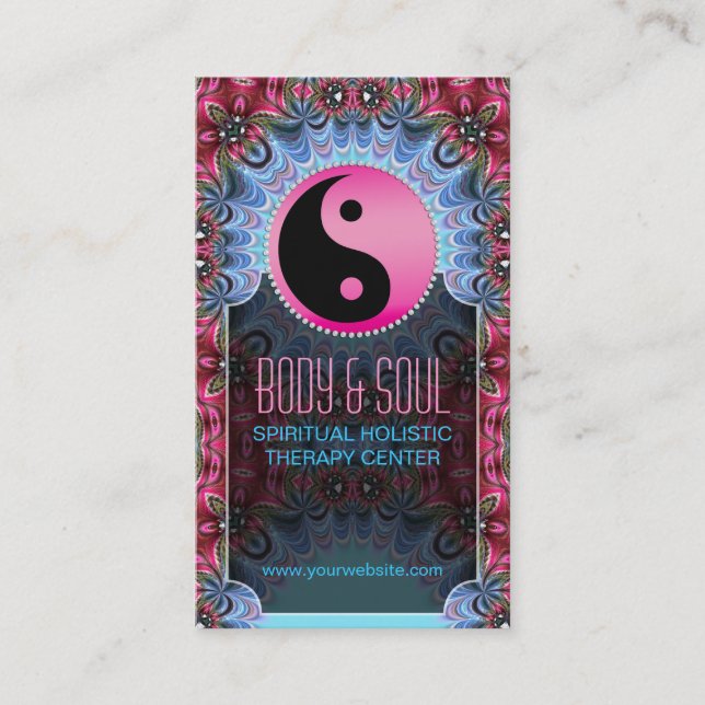 Blue Pink YinYang New Age Yoga Business Cards (Front)