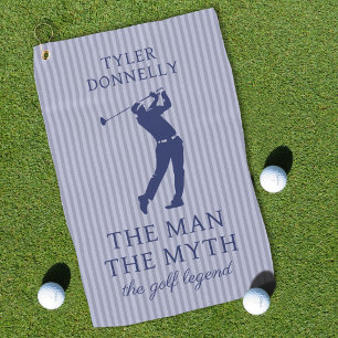 Blue Pinstripe Funny Man Myth Golf Legend Towel