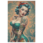Blue Pinup Decoupage Paper | Rice Paper | Tissue