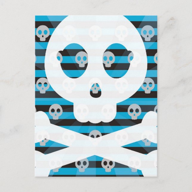 Blue Pirate Skull Postcard (Front)