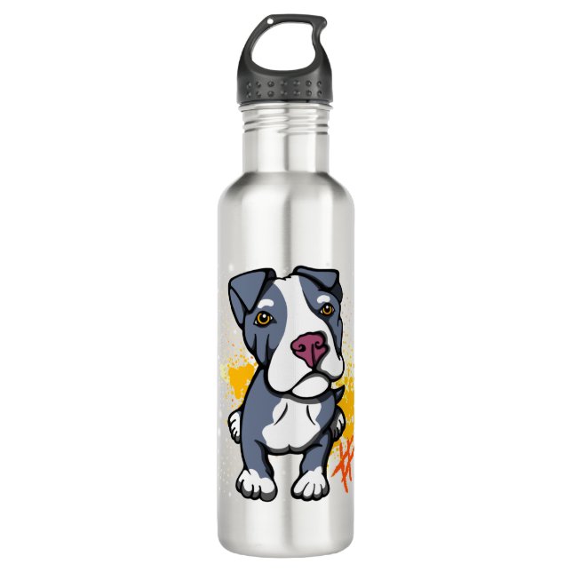 Blue Pit Bull Pup   710 Ml Water Bottle (Front)