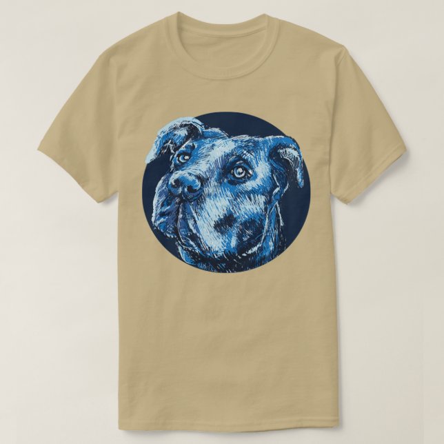 Blue Pitbull Dog T-Shirt (Design Front)