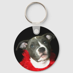 Blue Pitbull Puppy Keychain