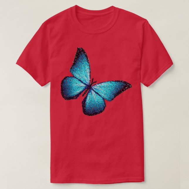 Blue pixel butterfly T-Shirt (Design Front)